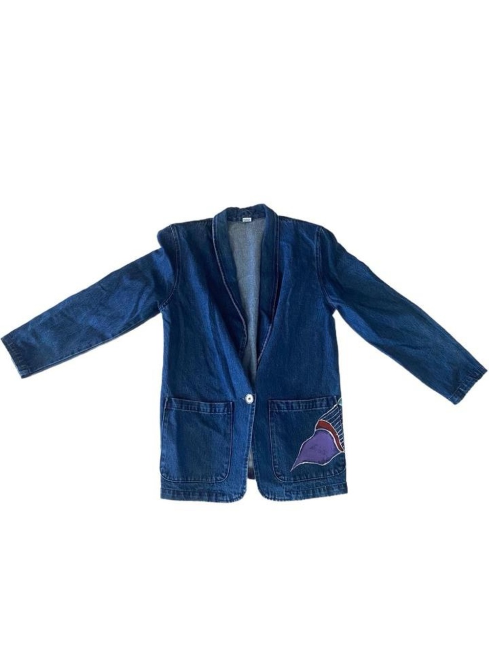 Denim blazer hand painted Native American art work